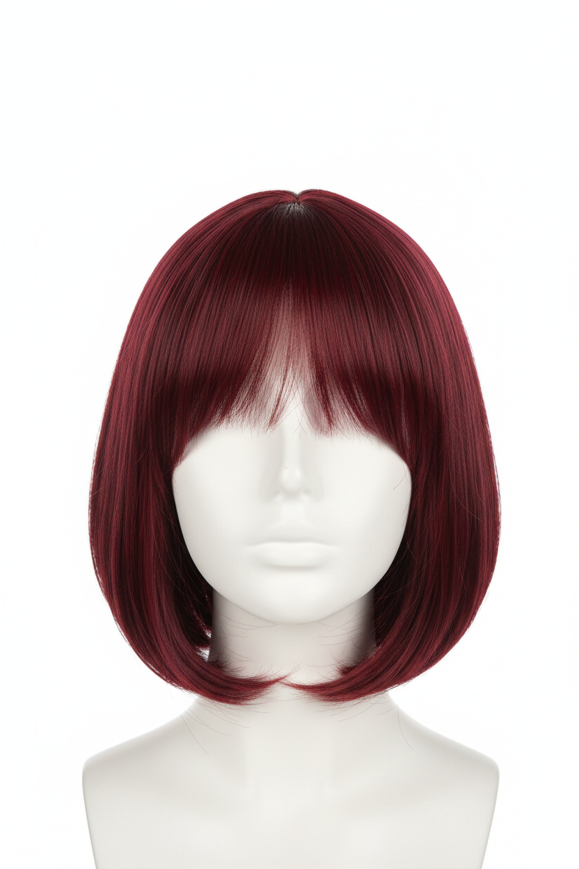 12 Inch Short Straight Wine Red Claret Wig