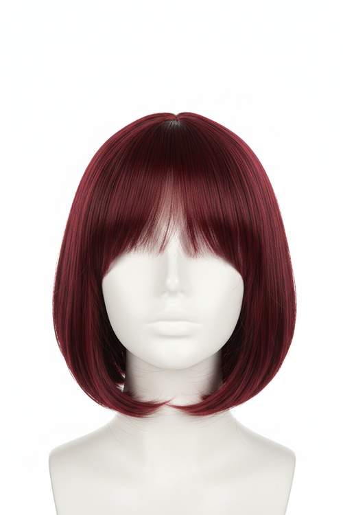 12 Inch Short Straight Wine Red Claret Wig